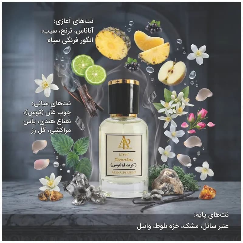 عطر جیبی مردانه آلنا پرفیوم مدل کرید اونتوس با رایحه خنک، مرکباتی و تلخ حجم ۲۰ میلی لیتر — تصویر ۲