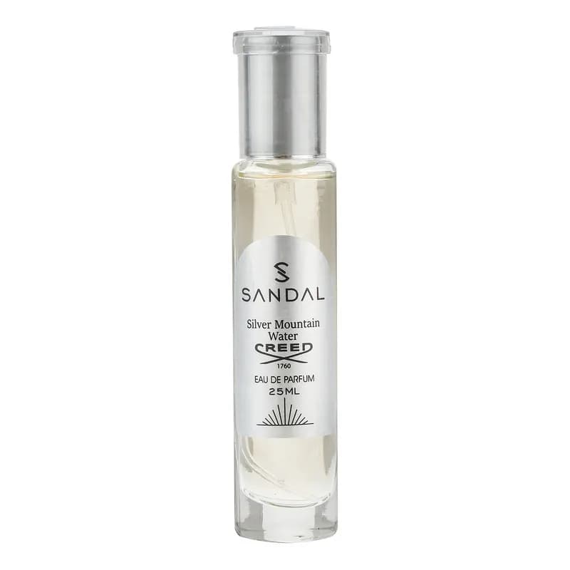 عطر جیبی مردانه صندل مدل silver mountain با رایحه خنک حجم 25 میلی‌لیتر