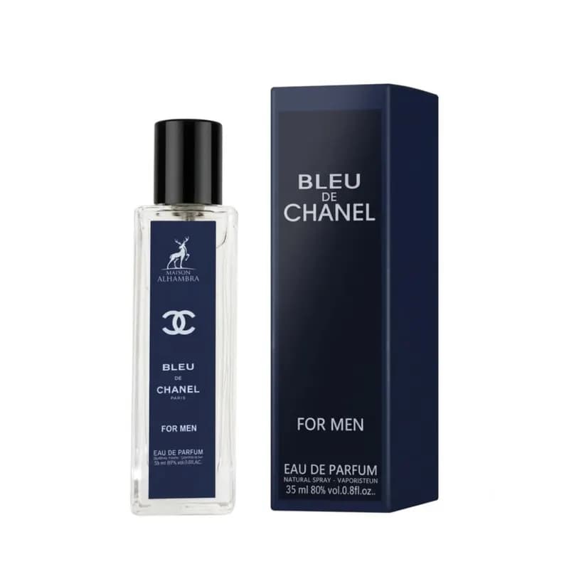 عطر جیبی مردانه الحمبرا مدل BLEU de CHANEL با رایحه چوبی و مرکباتی و خنک حجم 35 میلی‌لیتر