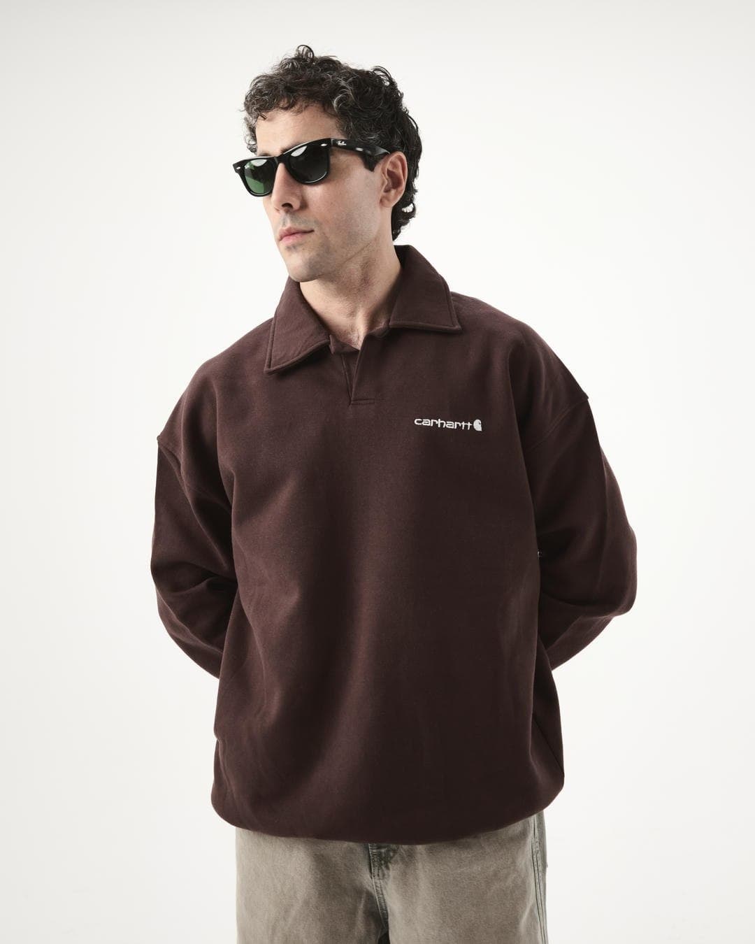 بلوز یقه دار کارهارت (carhartt) قهوه ای — تصویر ۲