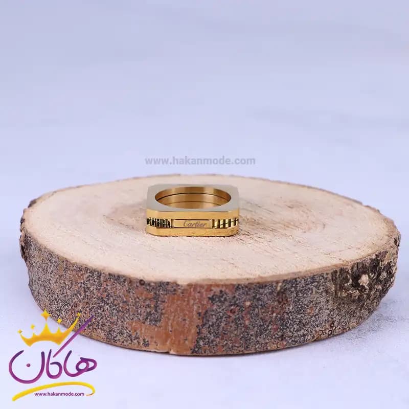 انگشتر استیل مردانه طلایی کارتیر st36104