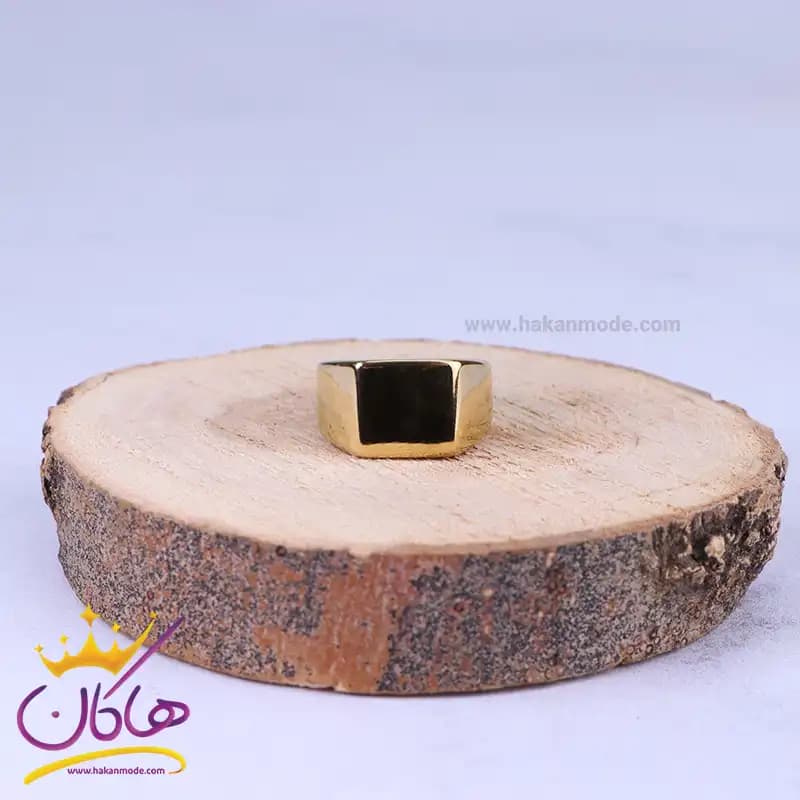 انگشتر استیل مردانه تمام طلایی st36318