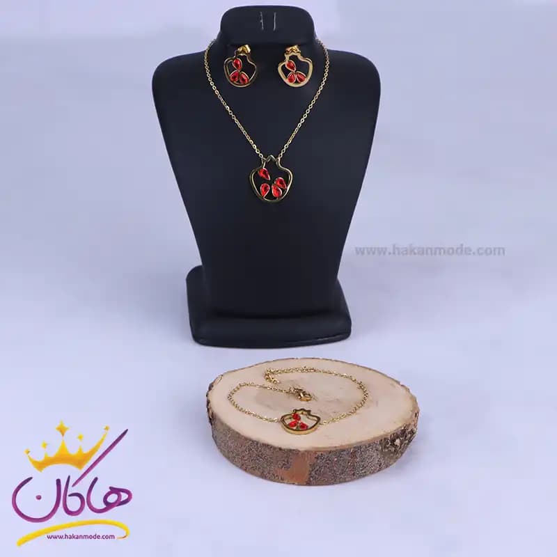 نیم ست استیل زنانه طرح انار | کد cr799 — تصویر ۳