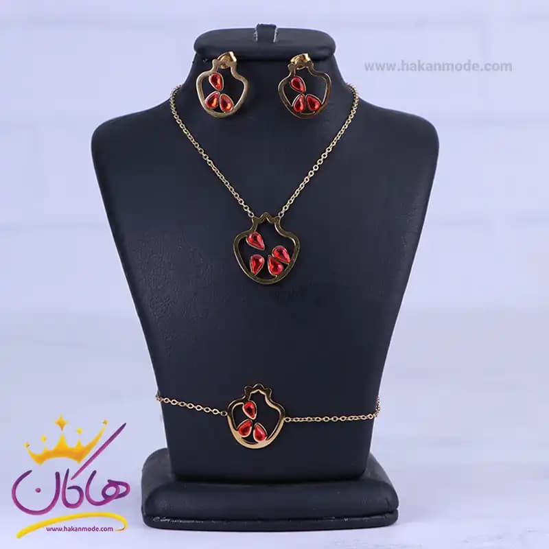 نیم ست استیل زنانه طرح انار | کد cr799