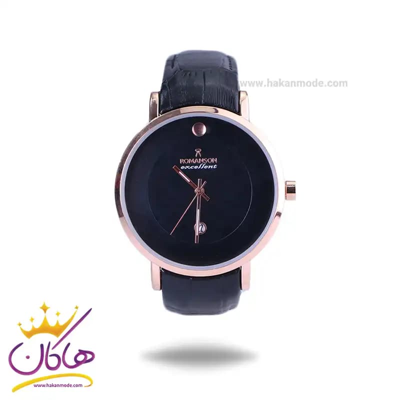 ساعت عقربه ای رومانسون مردانه بند چرم قاب رزگلد G 2090/6