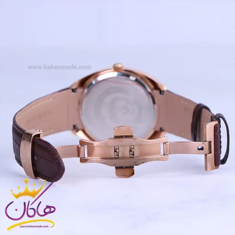 ساعت مچی رومانسون مردانه بند چرم قهوه ای صفحه سفید G 2092/6 — تصویر ۳