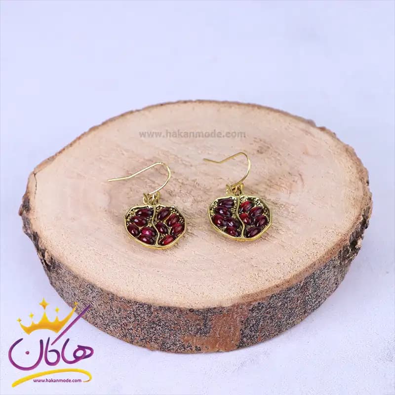 گوشواره زنانه استیل آویز انار cr45 — تصویر ۲