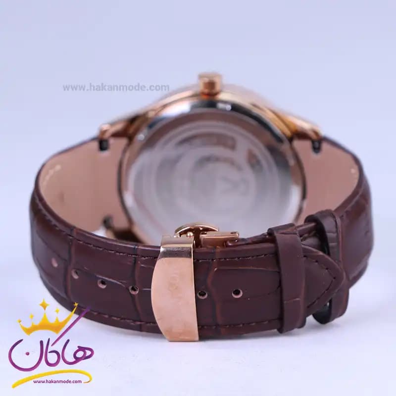 ساعت مچی رومانسون مردانه بند چرم قهوه ای صفحه سفید G 2094/4 — تصویر ۳
