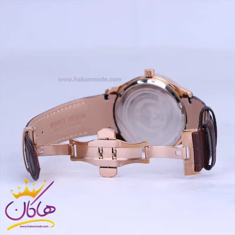 ساعت مچی رومانسون مردانه بند چرم قهوه ای صفحه سفید G 2094/4 — تصویر ۲