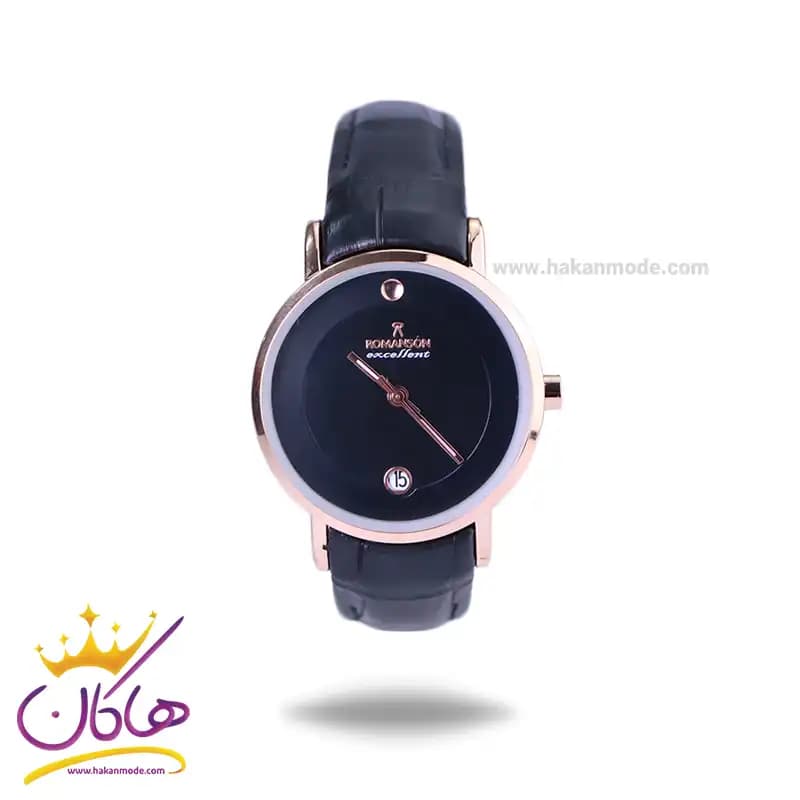 ساعت عقربه ای رومانسون زنانه بند چرم قاب رزگلد L 2090/6/6