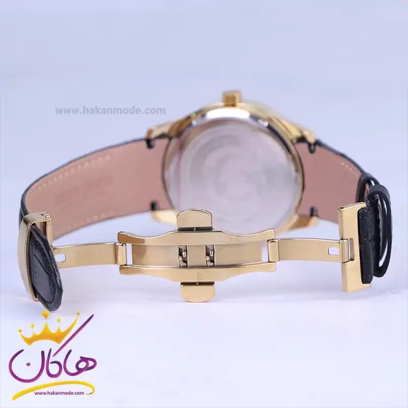 ساعت مچی عقربه ای رومانسون مردانه بند چرم مشکی G 2094/2 — تصویر ۳