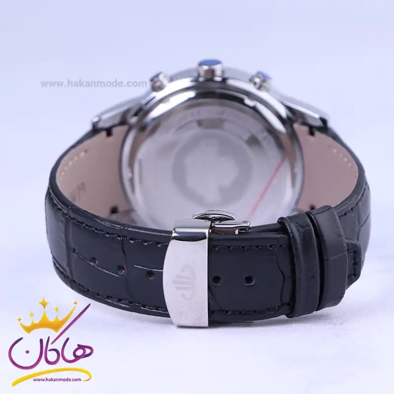 ساعت عقربه ای الگانس مردانه بند چرم مشکی قاب نقره ای G2241/1 — تصویر ۲