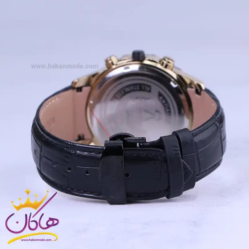 ساعت عقربه ای رومانسون مردانه بند چرم مشکی G2095/3 — تصویر ۲
