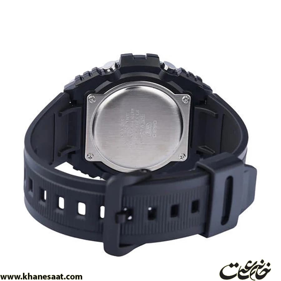 ساعت کاسیو مردانه بند رابر مشکی قاب نقره ای دو زمانه MWQ-100-2AVDF — تصویر ۵