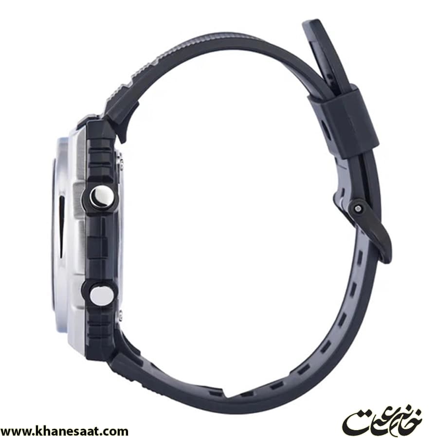 ساعت کاسیو مردانه بند رابر مشکی قاب نقره ای دو زمانه MWQ-100-2AVDF — تصویر ۴