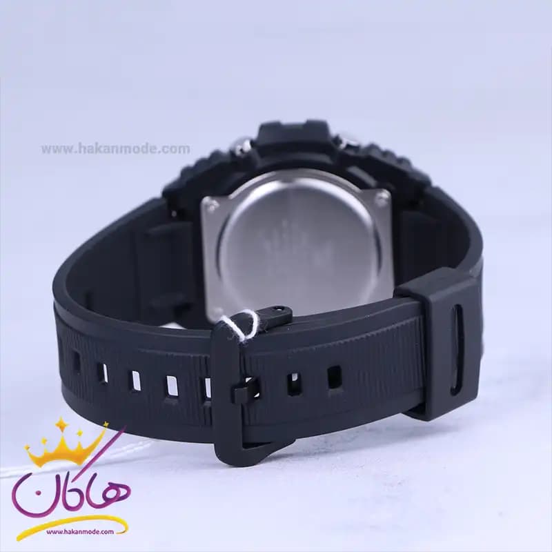 ساعت کاسیو مردانه بند رابر مشکی قاب نقره ای دو زمانه MWQ-100-2AVDF — تصویر ۲