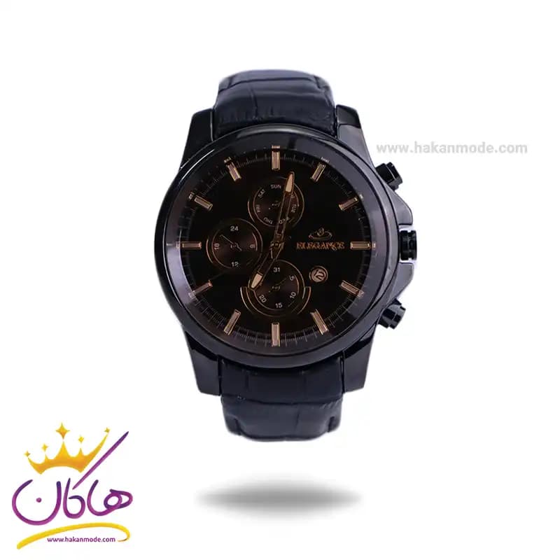 ساعت عقربه ای الگانس مردانه بند چرم مشکی G2097/1