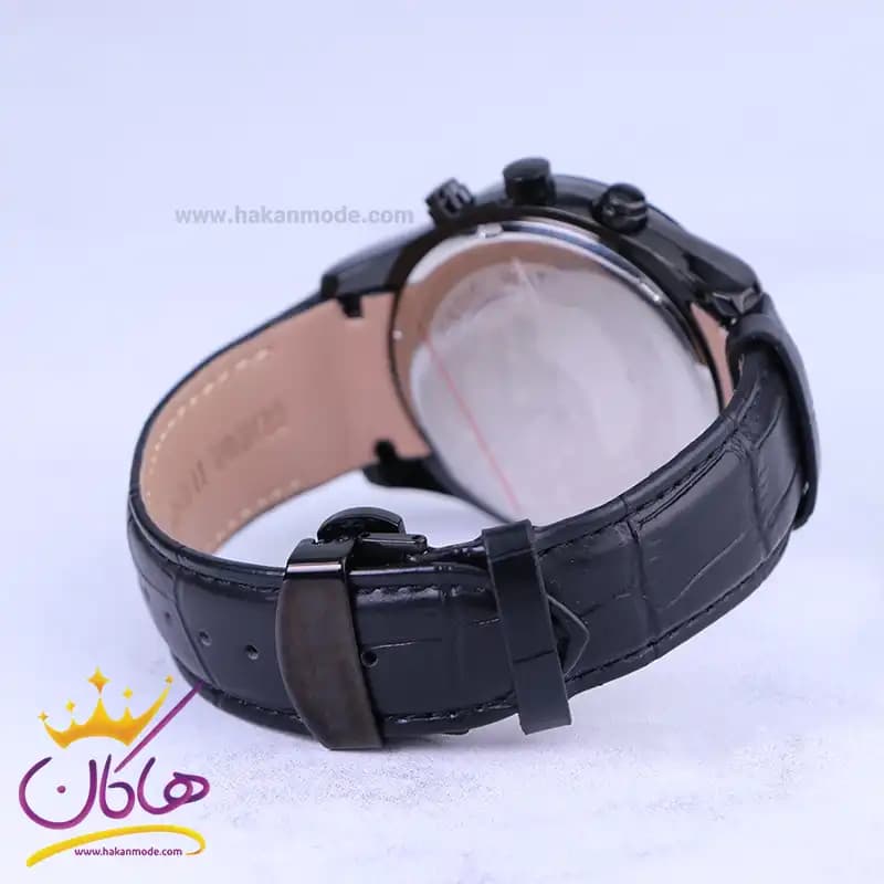 ساعت عقربه ای الگانس مردانه بند چرم مشکی G2100/3 — تصویر ۲