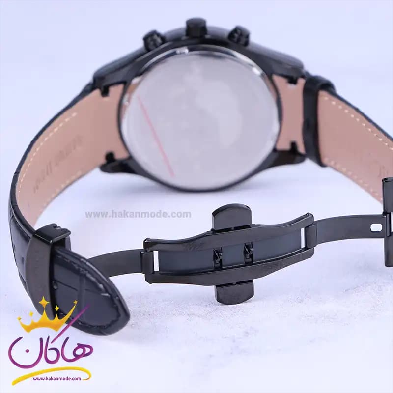 ساعت عقربه ای الگانس مردانه بند چرم مشکی G2100/3 — تصویر ۳