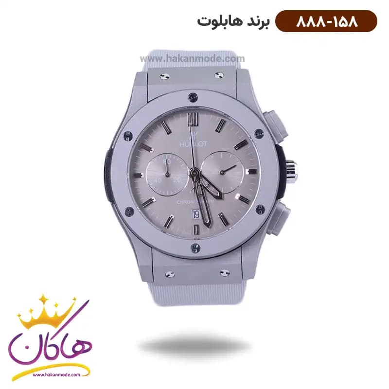 ساعت عقربه ای هابلوت مردانه بند رابر طوسی کرنوگراف 888/158