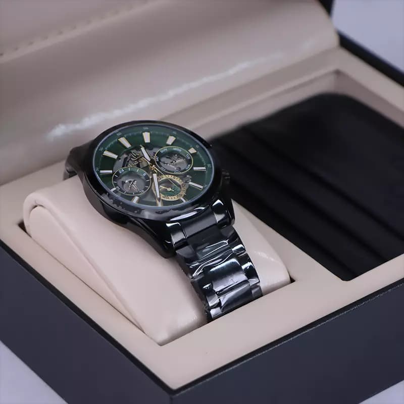 ساعت عقربه ای بیگوتی مردانه فلزی مشکی صفحه سبز BG.1.10561/6 همراه با جاکارتی — تصویر ۲