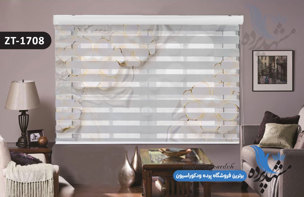 پرده زبرا تصویری چاپی طرح گل فانتزی کد ZT1708
