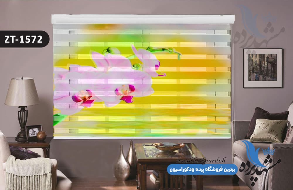پرده زبرا تصویری چاپی طرح شکوفه کد ZT1572