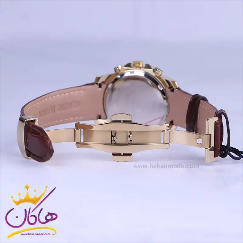 ساعت عقربه ای الگانس زنانه بند چرم قهوه ای قاب طلایی L2097/2 — تصویر ۲