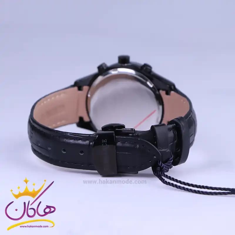 ساعت عقربه ای الگانس زنانه بند چرم مشکی قاب مشکی L2100/1 — تصویر ۲