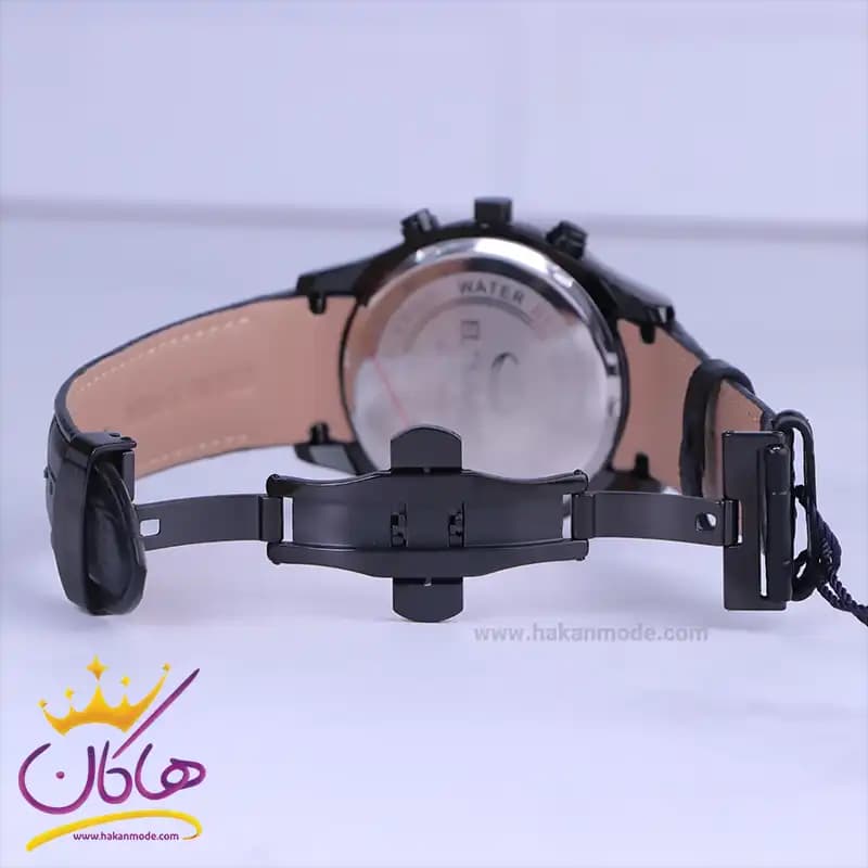 ساعت عقربه ای الگانس مردانه بند چرم مشکی G2100/1 — تصویر ۳