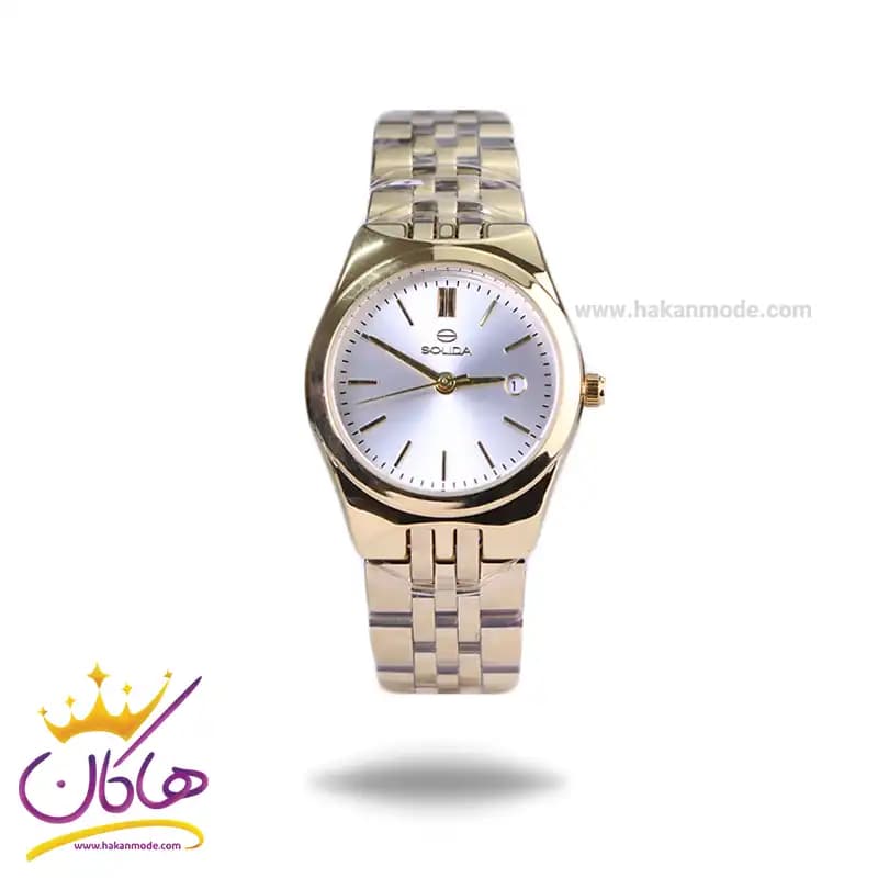 ساعت مچی سولیدا ست بند استیل طلایی صفحه سفید 2140 — تصویر ۵