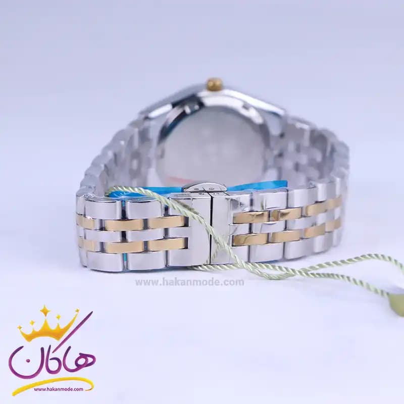 ساعت مچی ست سولیدا استیل نقره ای طلایی صفحه سبز 2140 — تصویر ۴