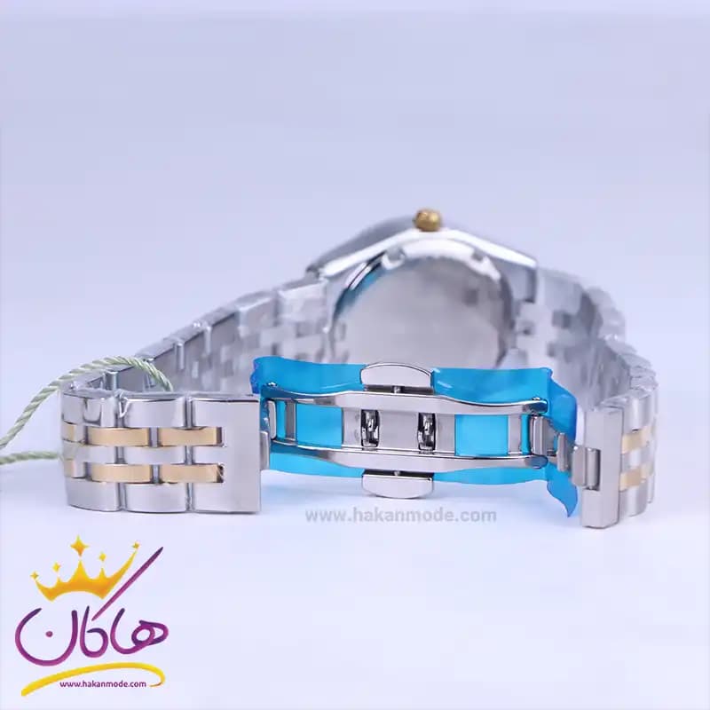 ساعت مچی ست سولیدا استیل نقره ای طلایی صفحه سفید 2140 — تصویر ۳