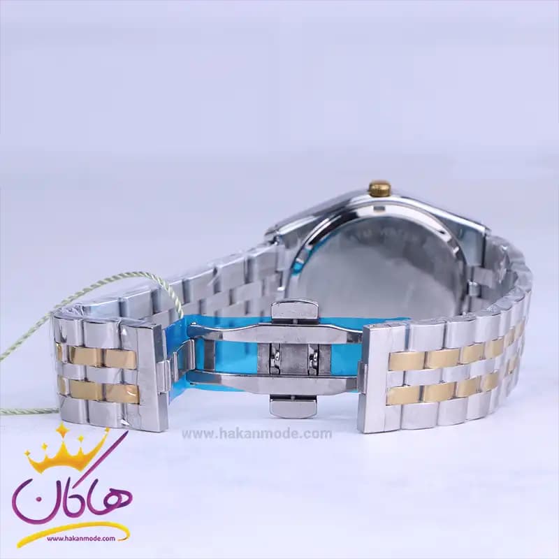ساعت مچی ست سولیدا استیل نقره ای طلایی صفحه سفید 2140 — تصویر ۶