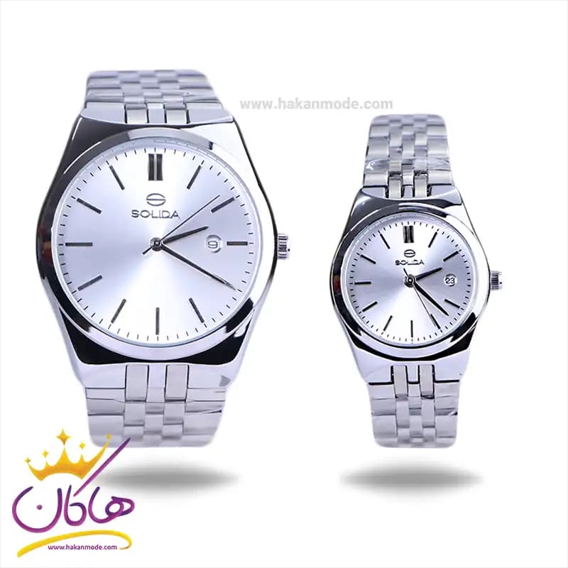 ساعت مچی ست سولیدا استیل نقره ای صفحه سفید 2140