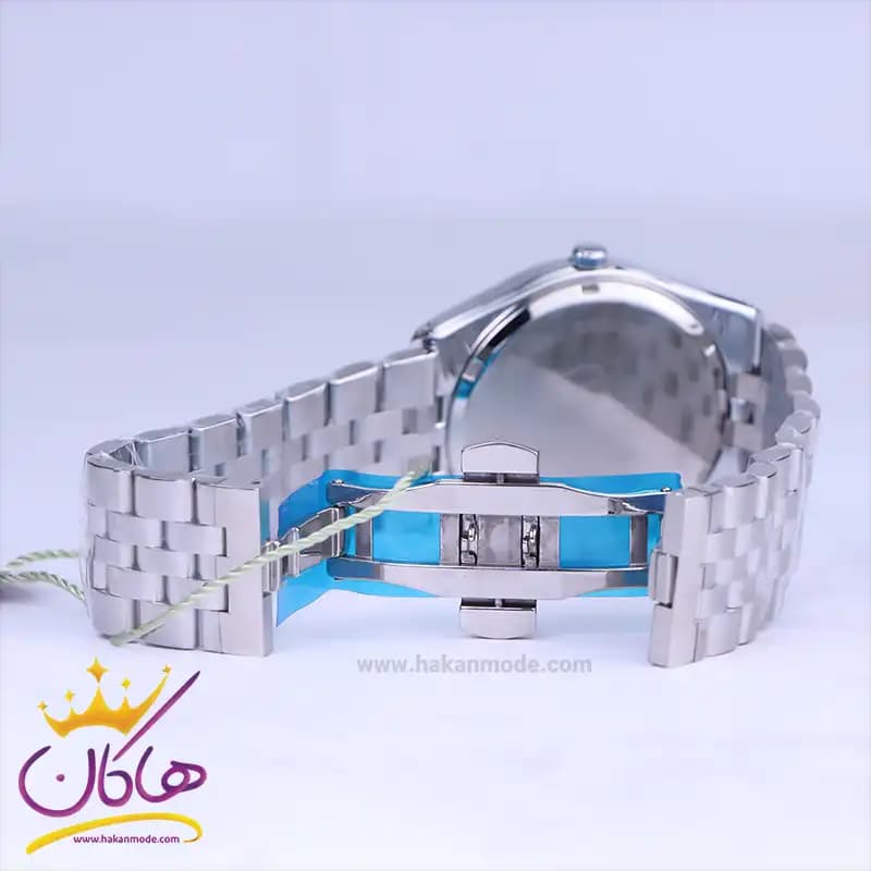 ساعت عقربه ای سولیدا ست بند استیل نقره ای صفحه مشکی 2140 — تصویر ۴