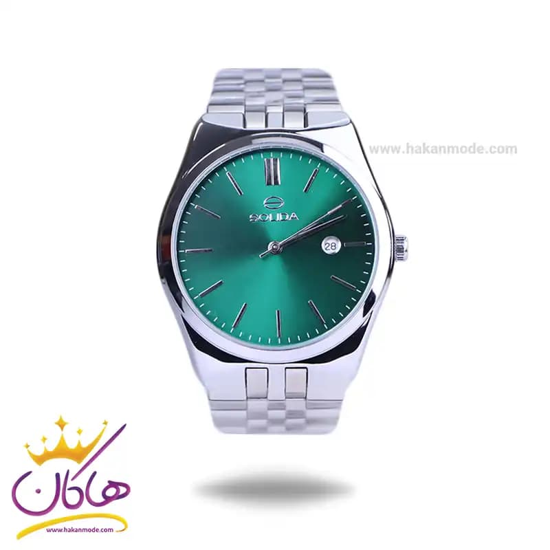 ساعت مچی سولیدا ست بند استیل نقره ای صفحه سبز 2140 — تصویر ۲