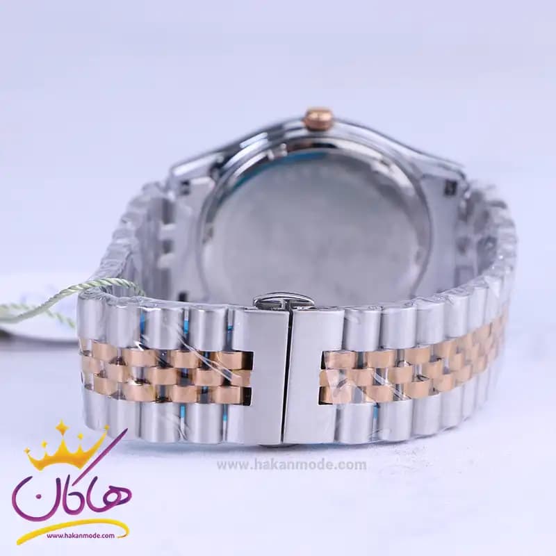 ساعت عقربه ای سولیدا ست بند استیل نقره ای رزگلد صفحه قهوه ای 2136 — تصویر ۷