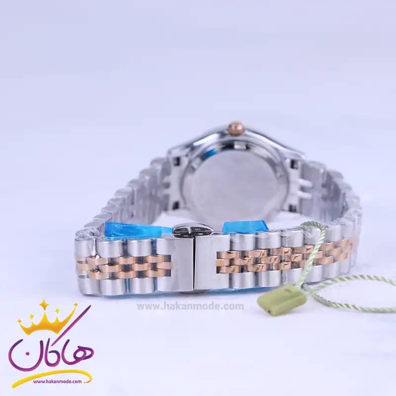 ساعت عقربه ای سولیدا ست بند استیل نقره ای رزگلد صفحه قهوه ای 2136 — تصویر ۴