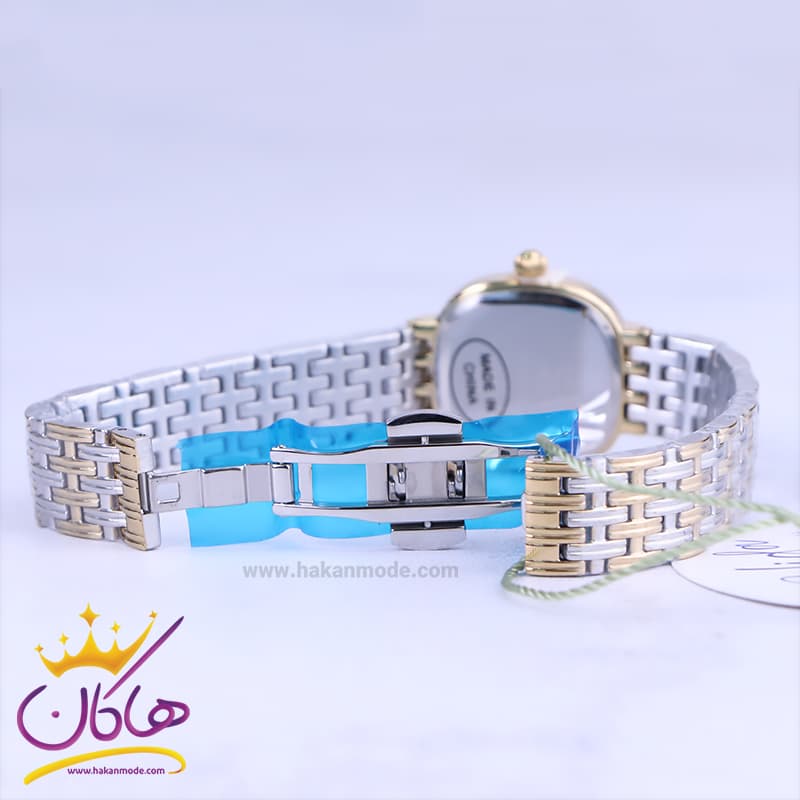 ساعت مچی سولیدا زنانه فلزی نقره ای طلایی قاب نگین دار 4135/7 — تصویر ۲