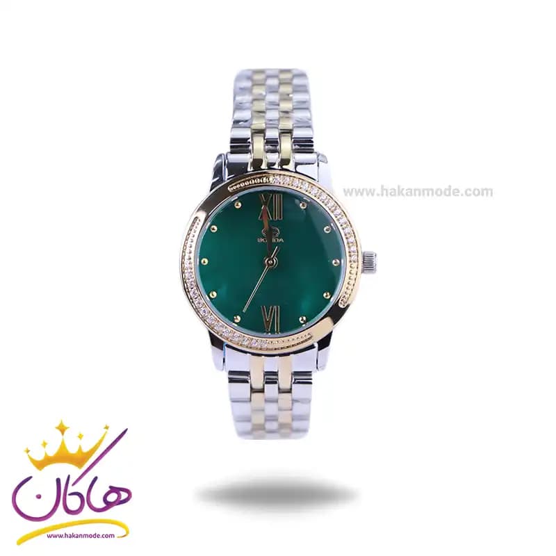 ساعت مچی سولیدا زنانه استیل نقره ای طلایی صفحه سبز S4139/7