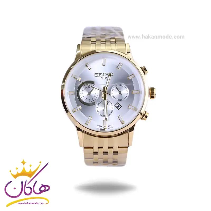 ساعت مچی سیکو مردانه فلزی طلایی صفحه سفید 4200/5