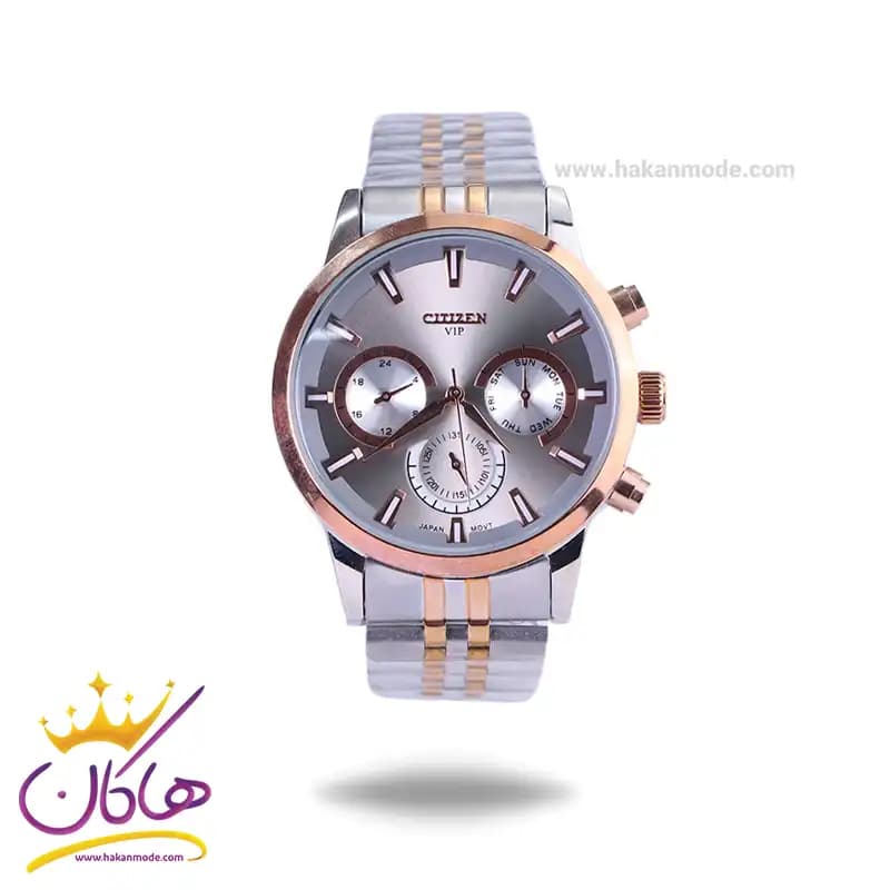ساعت مچی عقربه ای سیتیزن مردانه فلزی نقره ای رزگلد G22052/1