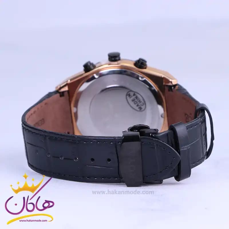 ساعت عقربه ای الگانس رویال مردانه بند چرم مشکی ER2129/1 — تصویر ۲