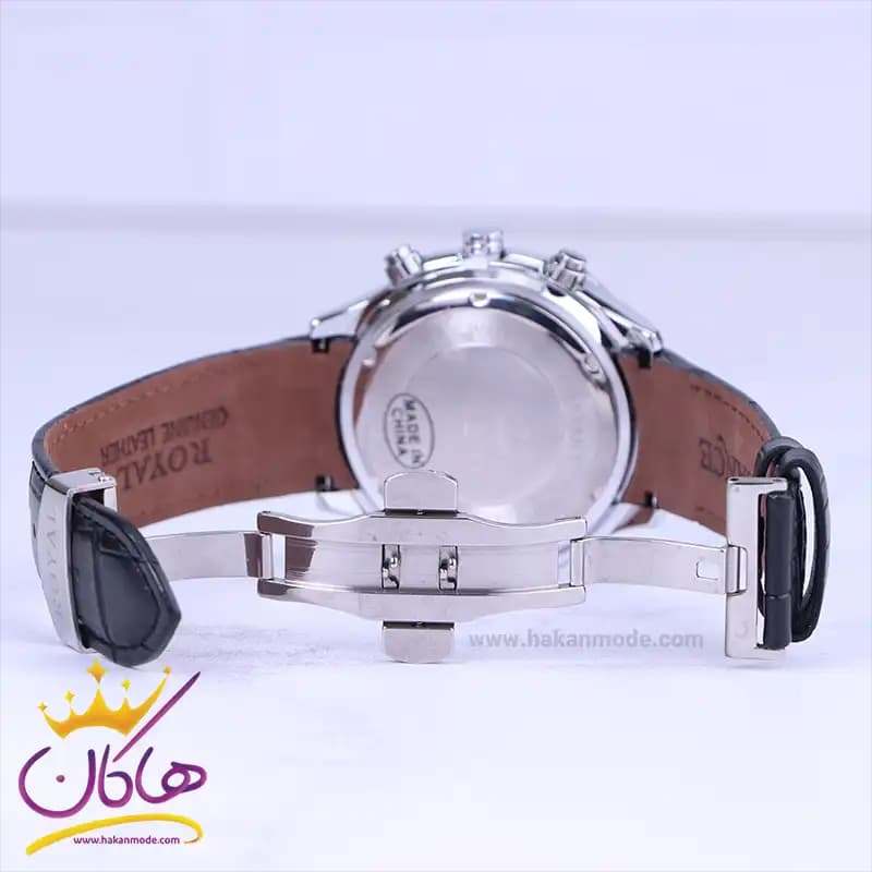 ساعت مچی الگانس رویال مردانه بند چرم مشکی ER2127/1 — تصویر ۲