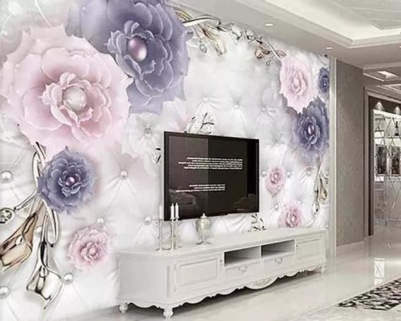 پوستر دیواری سه بعدی گلهای رز مرواریدی