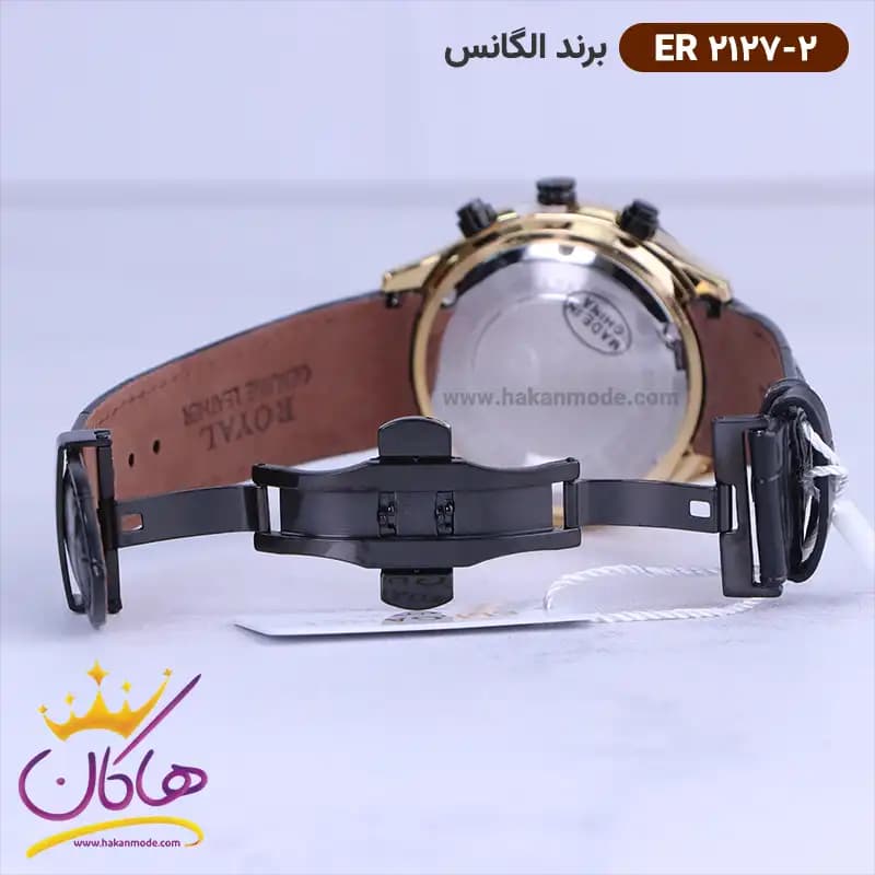 ساعت الگانس رویال مردانه بند چرم مشکی ER2127/2 — تصویر ۳