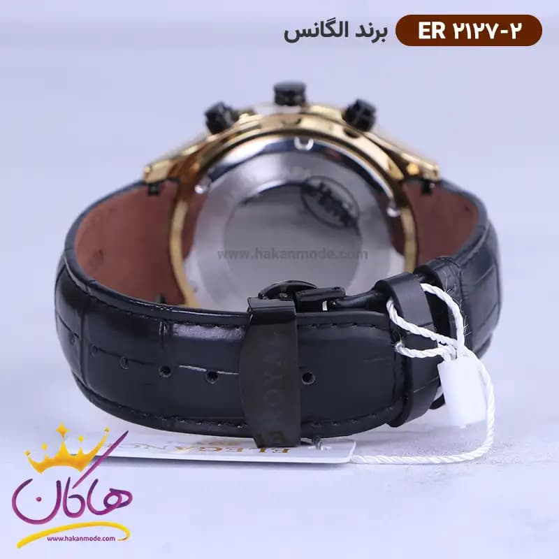 ساعت الگانس رویال مردانه بند چرم مشکی ER2127/2 — تصویر ۲