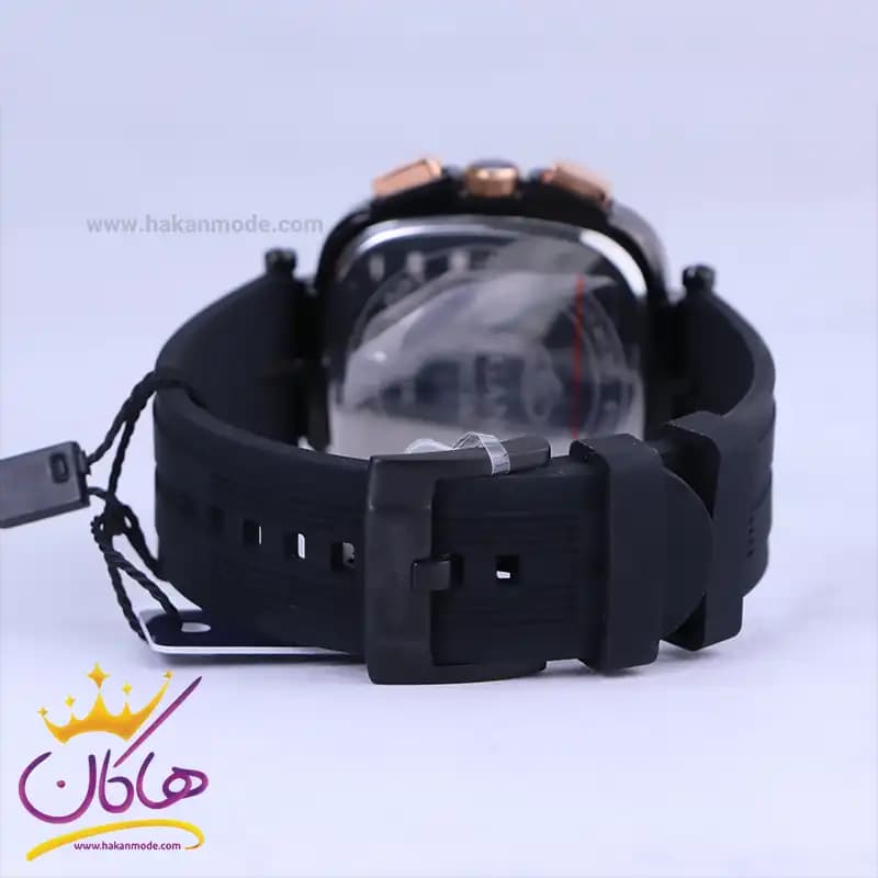 ساعت الگانس اسپشیال مردانه بند رابر مشکی قاب مربع 8166/1 — تصویر ۲