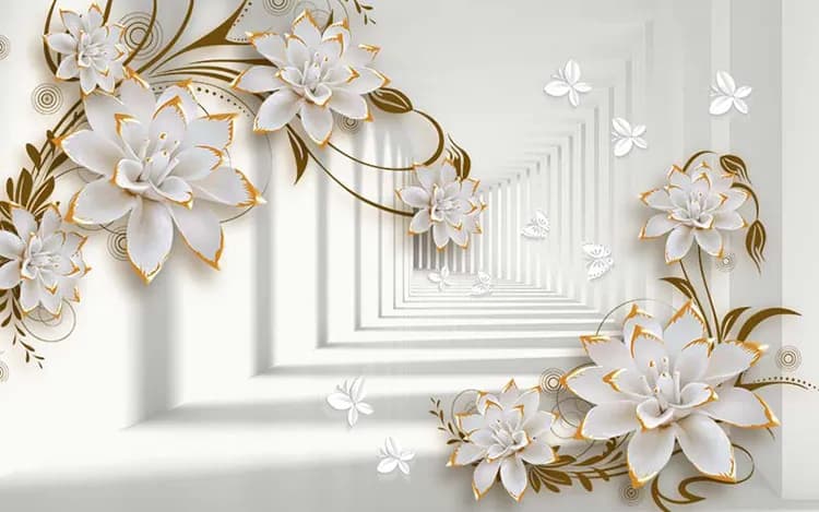 پوستر دیواری راهروی سه بعدی و گلبرگ گچی — تصویر ۲